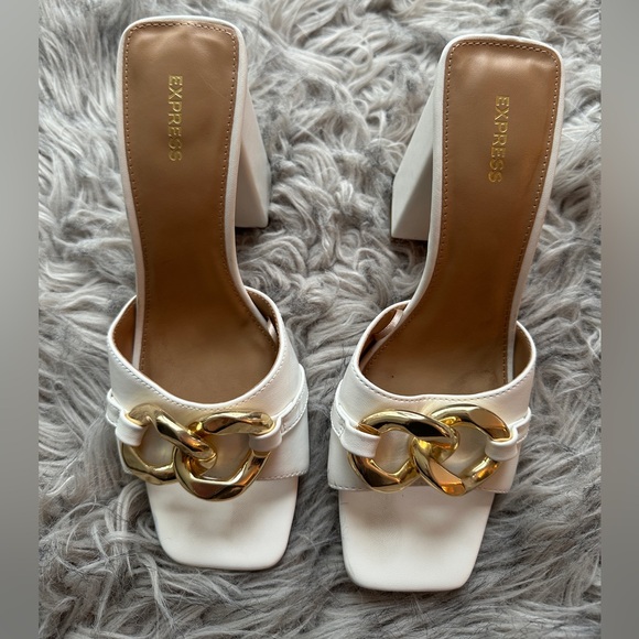 Express Shoes - Express Chain Strap Block Heel Mule Sandals - sz 9.5